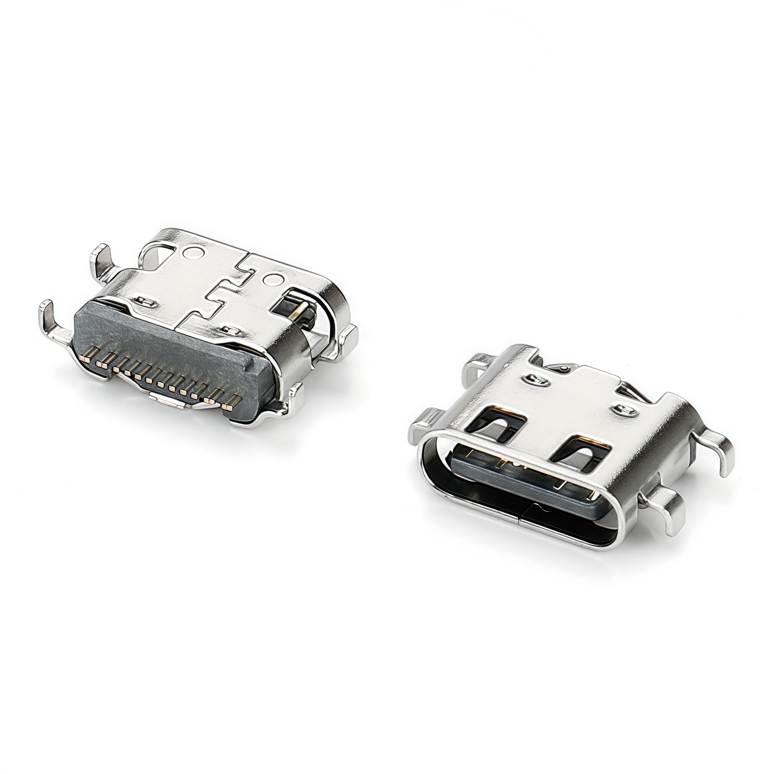 TYPE-C 16P母座黑胶沉板1.6 带弹